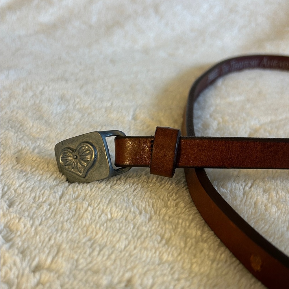 Genuine brown leather Belt with Silver Heart Buckle